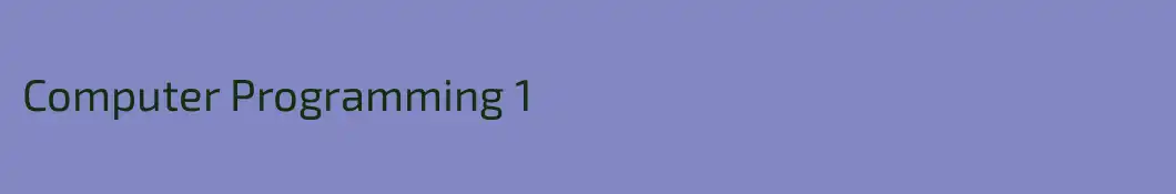 Computer Programming 1